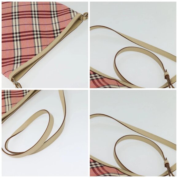 BURBERRY Nova Check Blue Label Shoulder Bag Canvas Leather Pink Auth 137567 - Picture 16 of 16
